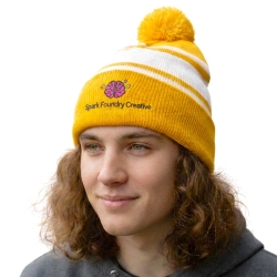 Custom Two-Tone Knit Pom Beanies