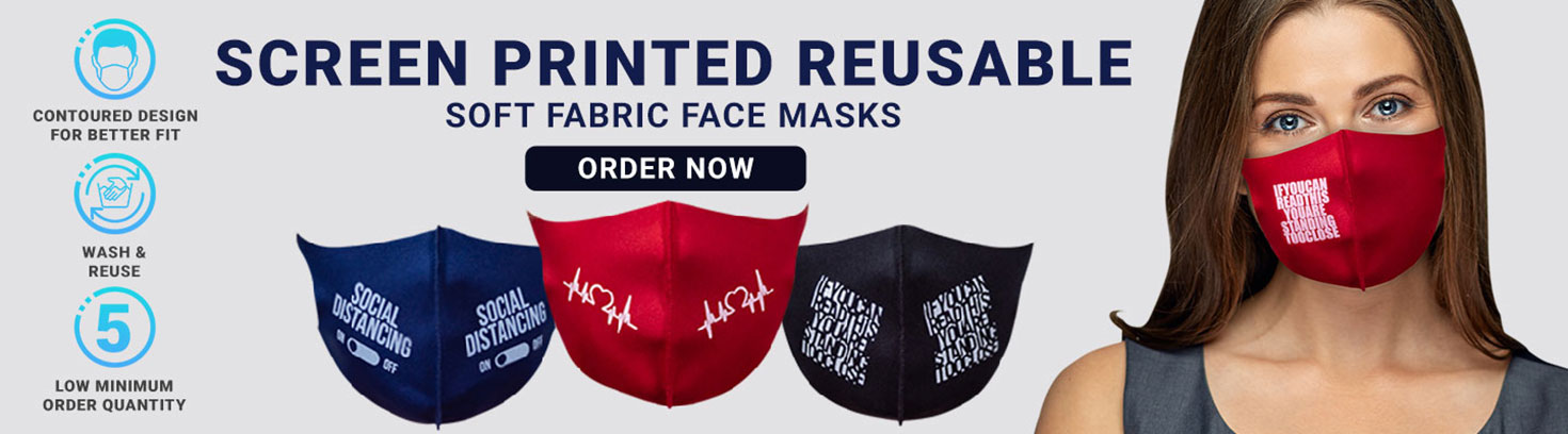 Screen Printed Soft Fabric Reusable Face Masks