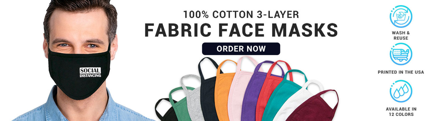 Custom 100% Cotton 3-Layer Fabric Face Masks
