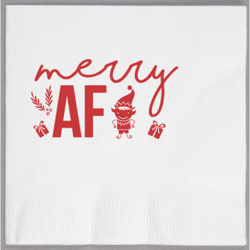 Christmas Merry Af 2ply Economy Beverage Napkins Style 114631