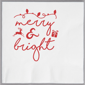 Christmas Merry Bright 2ply Economy Beverage Napkins Style 114628