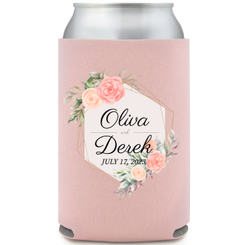 Custom Elegant Floral Personalized Wedding Full Color Can Coolers
