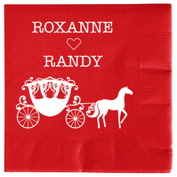 Custom Life Love And Happiness Carriage Fairytale Wedding Premium Napkins