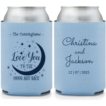 Custom Love You To The Moon And Back Wedding Full Color Can Coolers