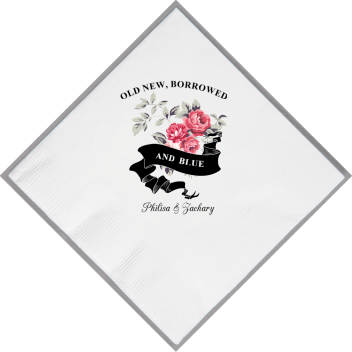 Custom Old New Borrowed And Blue Floral Wedding Premium Full Color Napkins