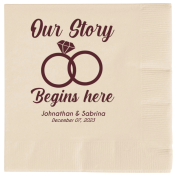 Customized Our Story Begins Here Wedding Premium Napkins