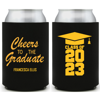Personalized Cheers To The Graduate Full Color Can Coolers