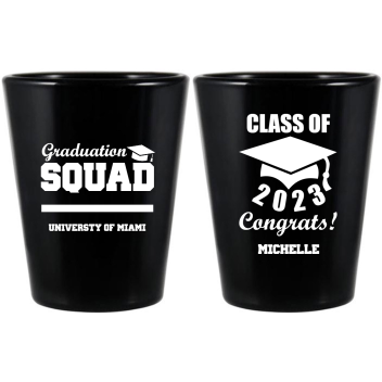 Personalized Graduation Squad Black Shot Glasses