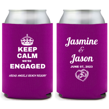 Personalized Keep Calm We’re Engaged Full Color Can Coolers