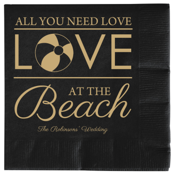 Personalized Love At The Beach Wedding Premium Napkins