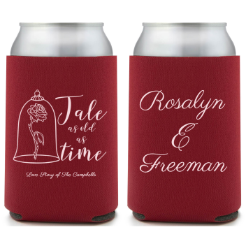 Personalized Tale As Old As Time Fairytale Wedding Full Color Can Coolers