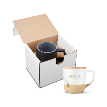 16.5oz Boston Ceramic Mug With Wood Lid In Mailer