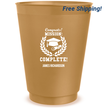 Custom Congrats Mission Complete Graduation Frosted Stadium Cups