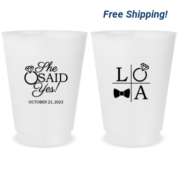 Custom Initials She Said Yes Engagement Frosted Stadium Cups