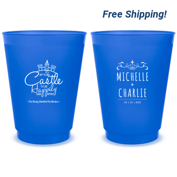 Custom Off To Our Castle Happily Ever After Fairytale Wedding Frosted Stadium Cups