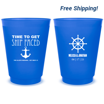 Custom Time To Get Ship Faced Beach Nautical Wedding Frosted Stadium Cups