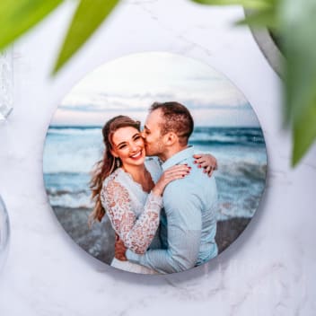3.75 Inch Round Cork Back Photo Coasters