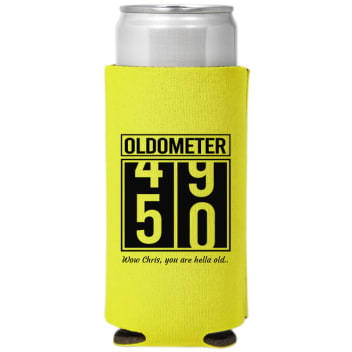 50th Birthday Oldometer Full Color Slim Can Coolers