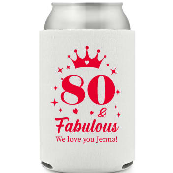 80 And Fabulous Birthday Full Color Can Coolers
