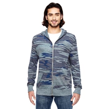 Alternative Mens Eco Long-sleeve Printed Zip Hoodie