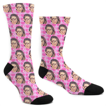 Custom Breast Cancer Hearts Socks