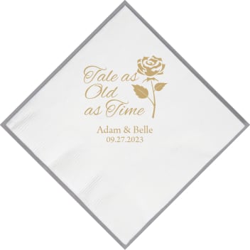 Custom Monogram Tale As Old As Time Fairytale Wedding Premium Full Color Napkins