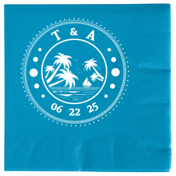 Custom Tropical It All Started On The Beach Wedding Premium Napkins
