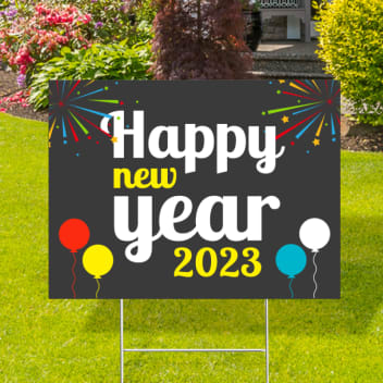 Happy New Year 2023 Fireworks Yard Signs