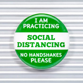 No Handshakes Social Distancing Pin Buttons