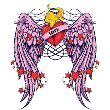 Winged Heart Temporary Tattoo