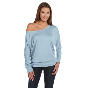 Bella Ladies Flowy Long-sleeve Off Shoulder T-shirt