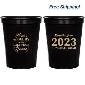 Personalized Cheers And Beers Graduation 16 Oz Stadium Cups