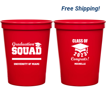 Personalized Graduation Squad 16 Oz Stadium Cups