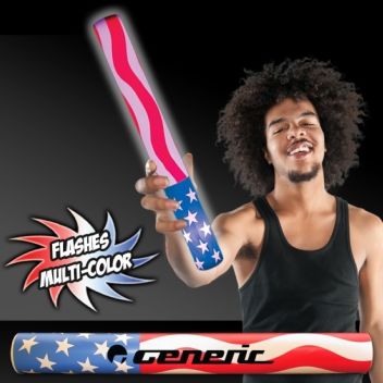 16 Inch Patriotic Themed Foam Baton With Led Lights