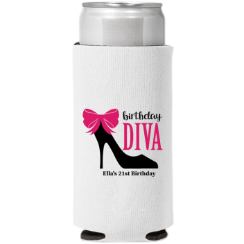 Birthday Diva Birthday Full Color Slim Can Coolers