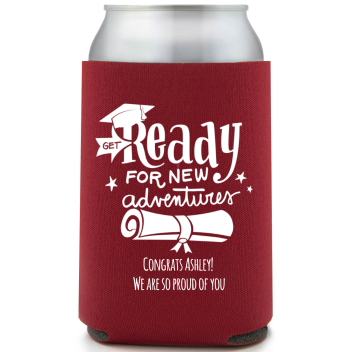 Custom Ready For New Adventures Graduation Full Color Can Coolers