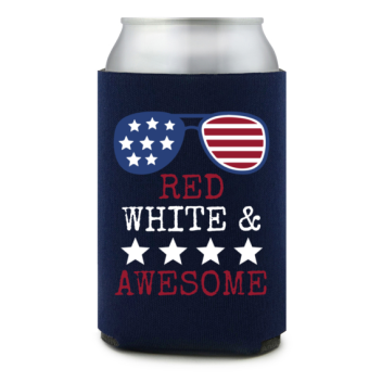 Full Color Foam Collapsible Can Coolers Fourth Of July Red White Awesome Style 137306