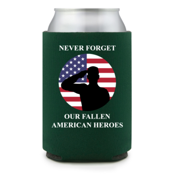 Full Color Foam Collapsible Can Coolers Memorial Day Never Forget Our Fallen American Heroes Style 136408