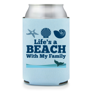 Full Color Foam Collapsible Can Coolers Summer Life's A Beach With My Family Style 138538