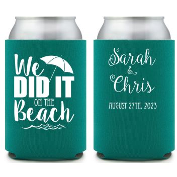Full Color Foam Collapsible Can Coolers We Did It On The Beach Style 158673