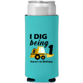 I Dig Being One Birthday Full Color Slim Can Coolers