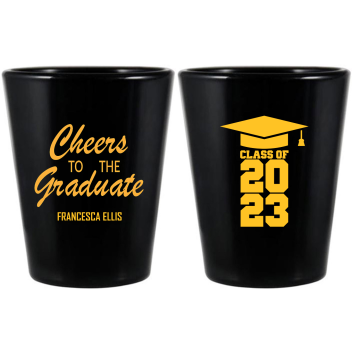 Personalized Cheers To The Graduate Personalized Black Shot Glasses -1.75oz