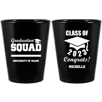 Personalized Graduation Squad Personalized Black Shot Glasses -1.75oz