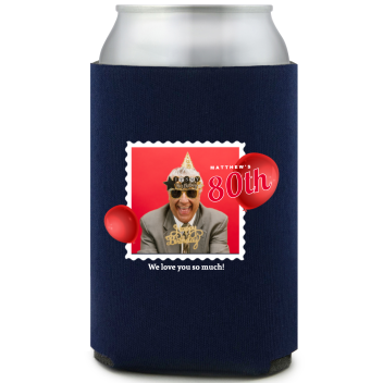 Personalized Photo And Age Birthday Full Color Can Coolers