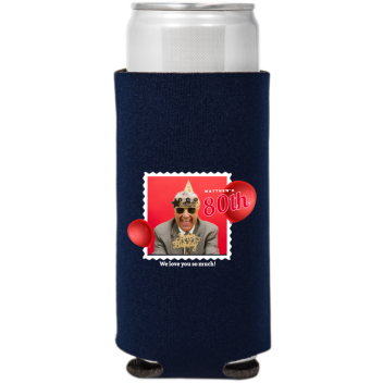 Personalized Photo And Age Birthday Full Color Slim Can Coolers