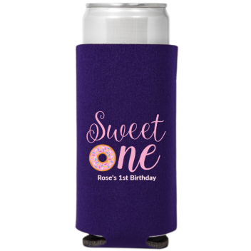 Sweet First Birthday Full Color Slim Can Coolers