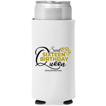 Sweet Sixteen Birthday Queen Full Color Slim Can Coolers
