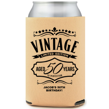 Vintage 50 Years Birthday Full Color Can Coolers