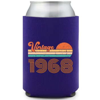 Vintage Custom Year Birthday Full Color Can Coolers