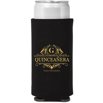 Personalized Vintage Quinceanera Birthday Full Color Slim Can Coolers
